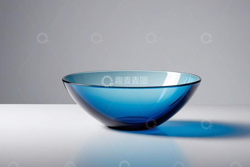 高清大图下载【趣麦麦图】蓝色玻璃碗静物特写