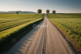 田野间的乡间小路风景