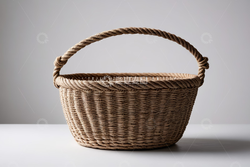 高清大图下载【趣麦麦图】手工编织带柄柳条篮子