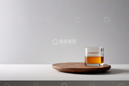 木盘上的玻璃杯装饮料