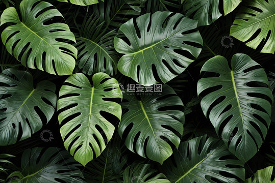 龟背竹叶背景素材