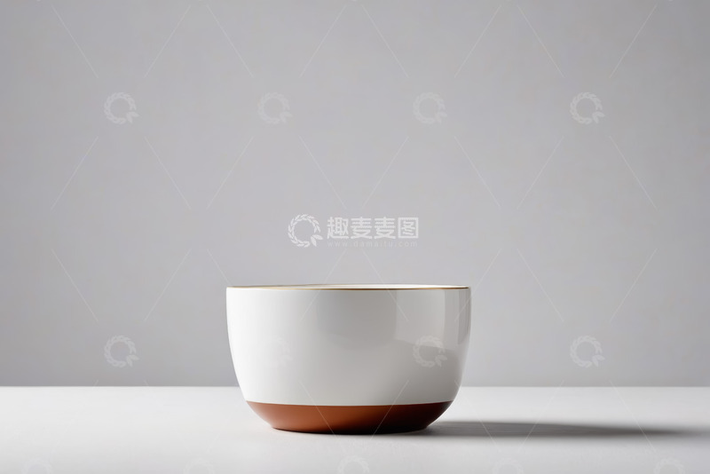高清大图下载【趣麦麦图】白色带金边陶瓷碗特写