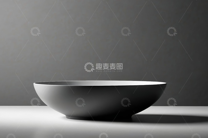 高清大图下载【趣麦麦图】灰色背景下的白色碗静物