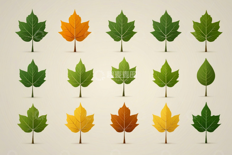 高清大图下载【趣麦麦图】多色枫叶矢量素材