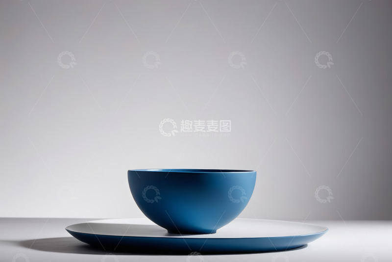 高清大图下载【趣麦麦图】蓝色碗盘组合静物素材