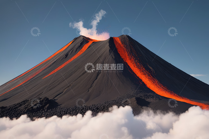 高清大图下载【趣麦麦图】喷发中的火山景观