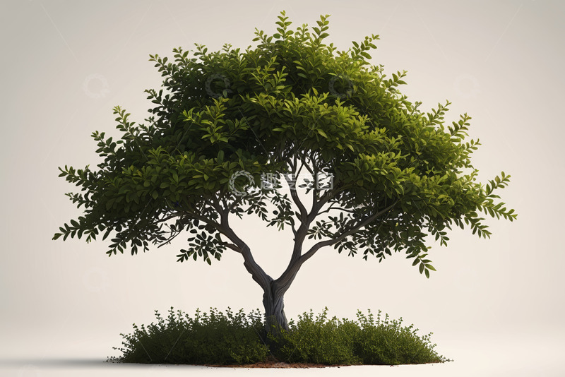 高清大图下载【趣麦麦图】单棵绿树与地面植被