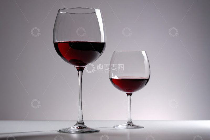 高清大图下载【趣麦麦图】两杯盛有红酒的高脚杯