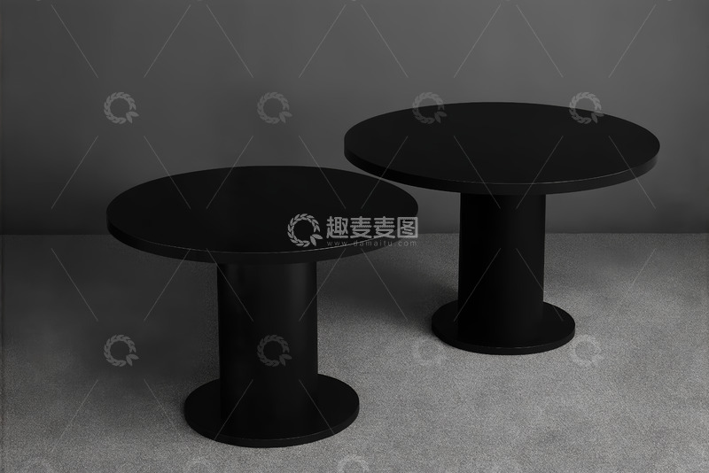 高清大图下载【趣麦麦图】黑色圆形简约小桌