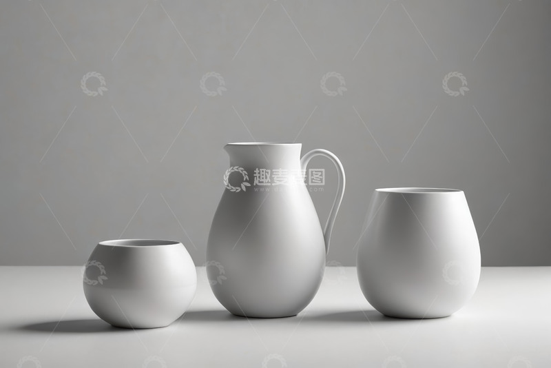 高清大图下载【趣麦麦图】白色陶瓷器皿静物特写