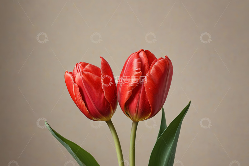 高清大图下载【趣麦麦图】两朵红色郁金香特写