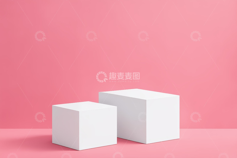 高清大图下载【趣麦麦图】粉色背景下的白色立方体