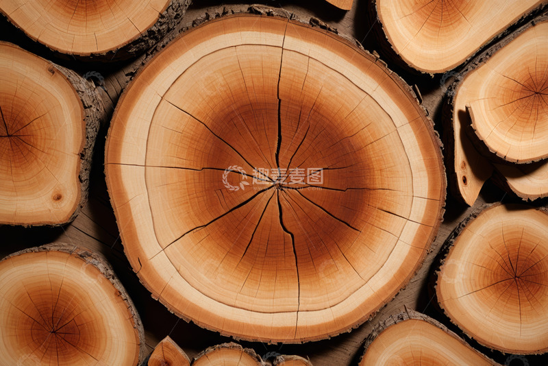 高清大图下载【趣麦麦图】木材横截面纹理特写