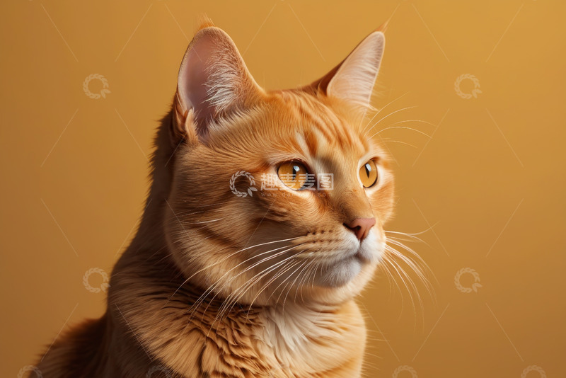 高清大图下载【趣麦麦图】橘色猫咪侧头特写