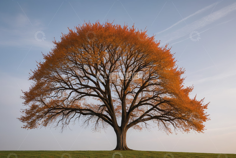 高清大图下载【趣麦麦图】户外单棵秋日大树景观
