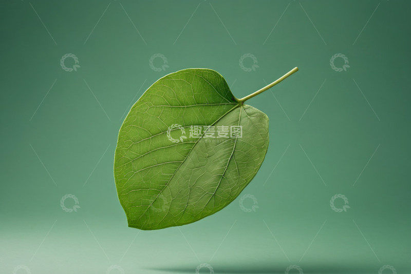 高清大图下载【趣麦麦图】悬浮的绿色叶片特写