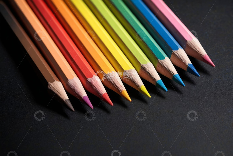 高清大图下载【趣麦麦图】彩色铅笔微距特写素材