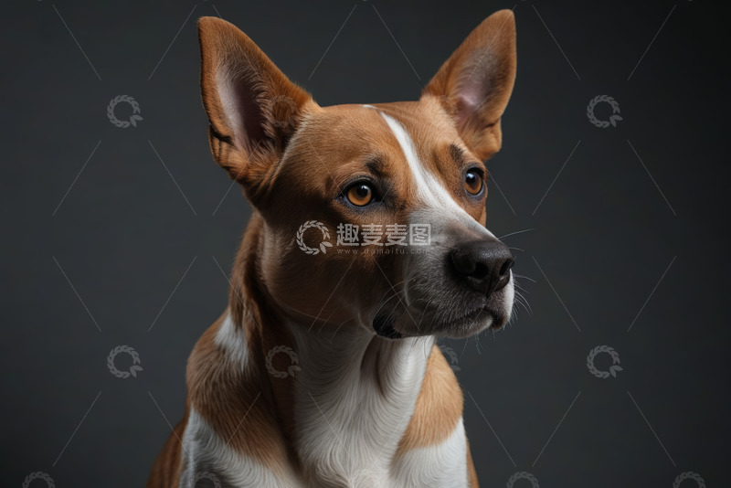 高清大图下载【趣麦麦图】-棕白相间狗特写