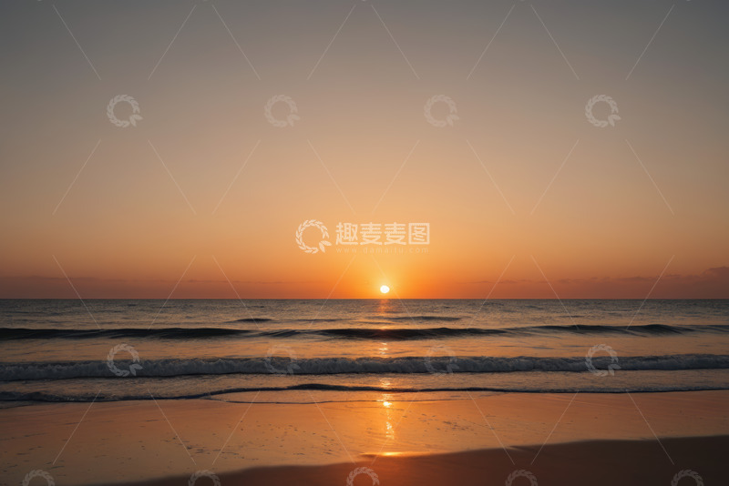 高清大图下载【趣麦麦图】海滩日落海洋景象