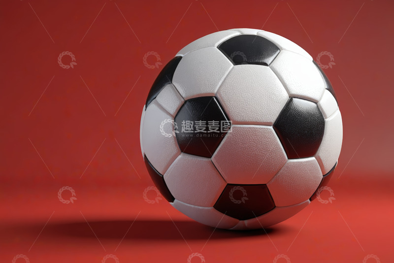 高清大图下载【趣麦麦图】红色背景上的足球特写