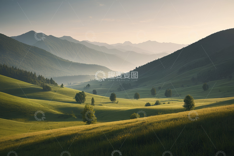 高清大图下载【趣麦麦图】绿色山丘自然风光全景