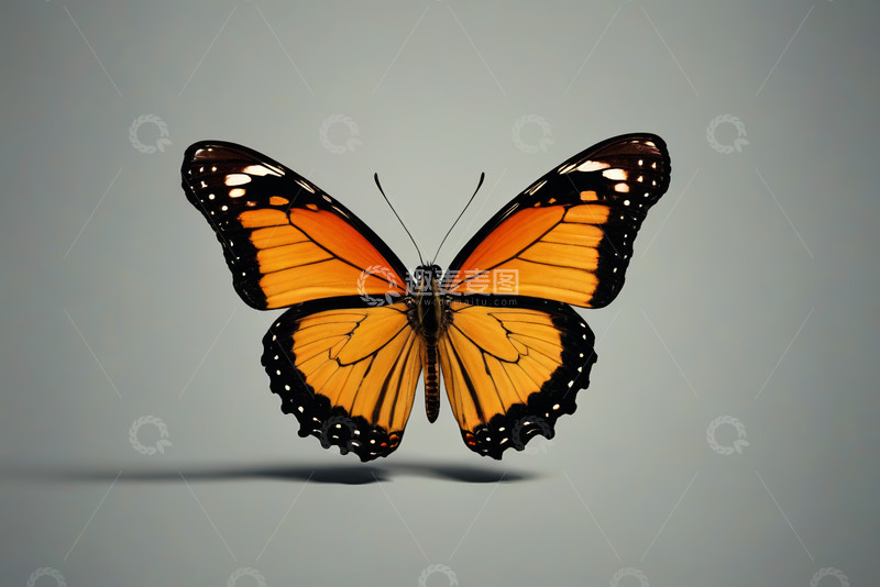 高清大图下载【趣麦麦图】橙黑相间蝴蝶特写