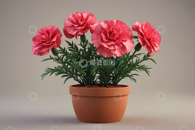 高清大图下载【趣麦麦图】盆栽粉色康乃馨特写