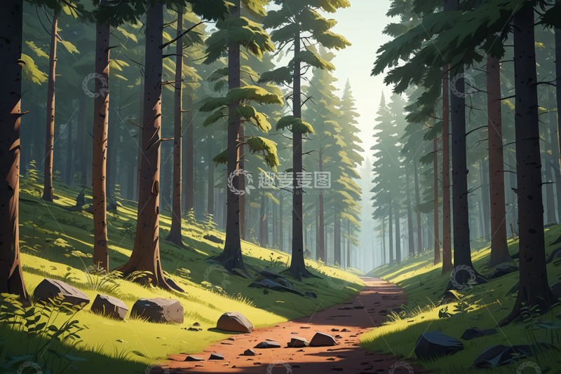 高清大图下载【趣麦麦图】林间小道自然风光