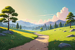 山间草地风景图