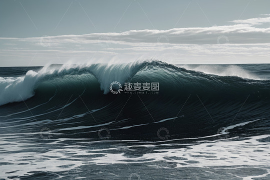 海上翻涌的巨大波浪