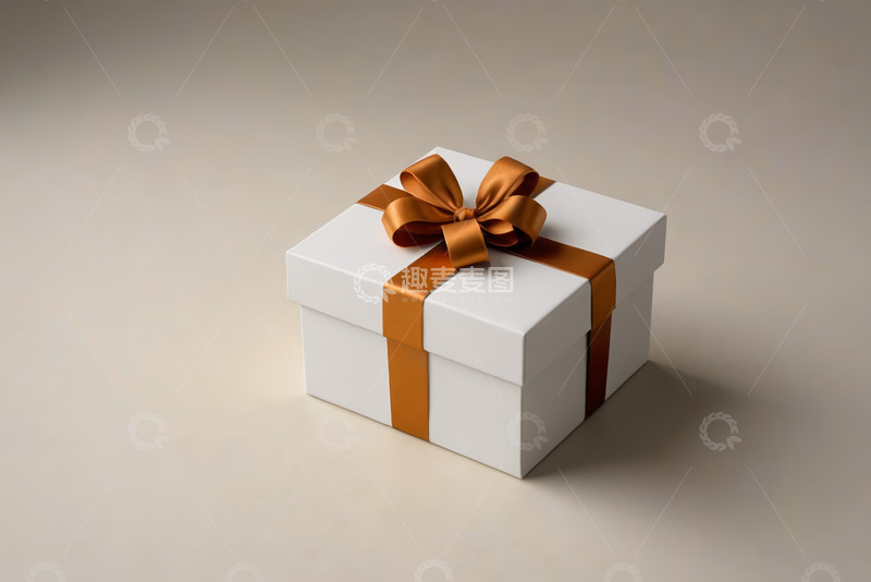 高清大图下载【趣麦麦图】白色礼盒配金色蝴蝶结