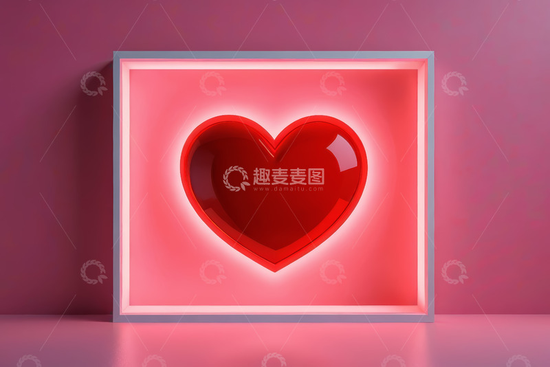 高清大图下载【趣麦麦图】框中红心浪漫背景素材
