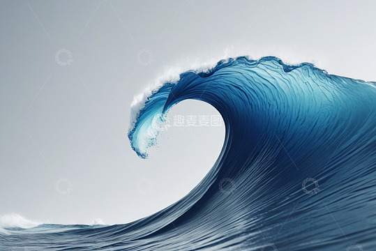 蓝色海洋巨大波浪景观