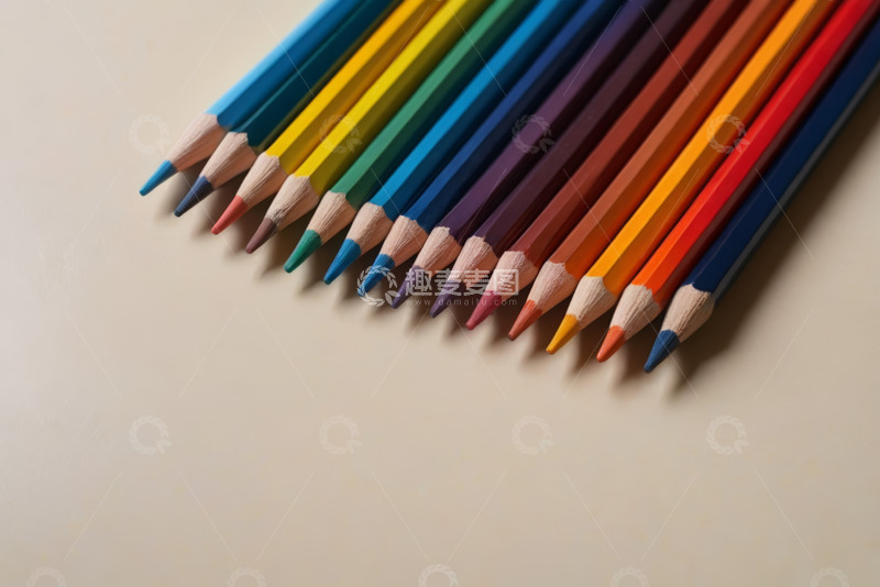高清大图下载【趣麦麦图】彩色铅笔整齐排列特写