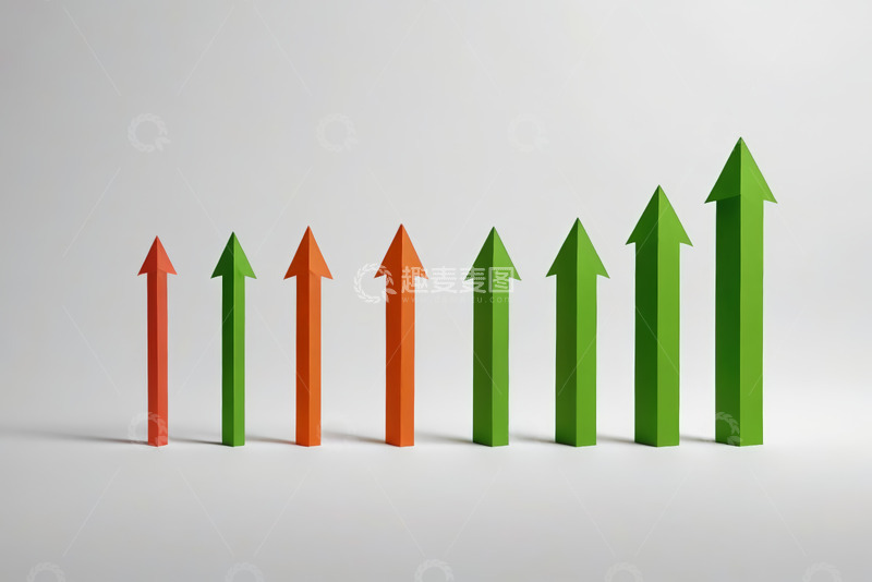 高清大图下载【趣麦麦图】彩色箭头增长趋势图