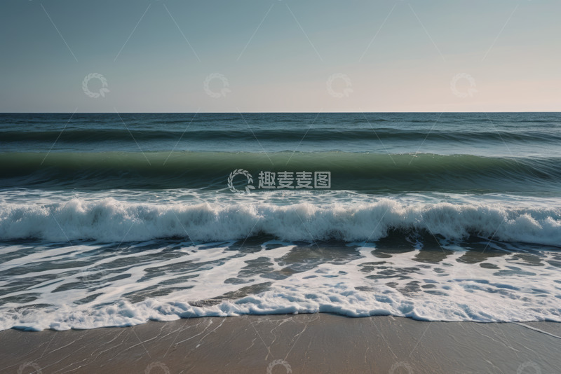 高清大图下载【趣麦麦图】海浪拍打沙滩自然景象