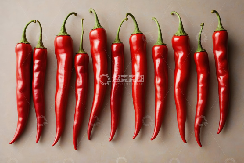 高清大图下载【趣麦麦图】排列整齐的新鲜红辣椒