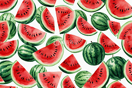 水彩风格西瓜图案背景