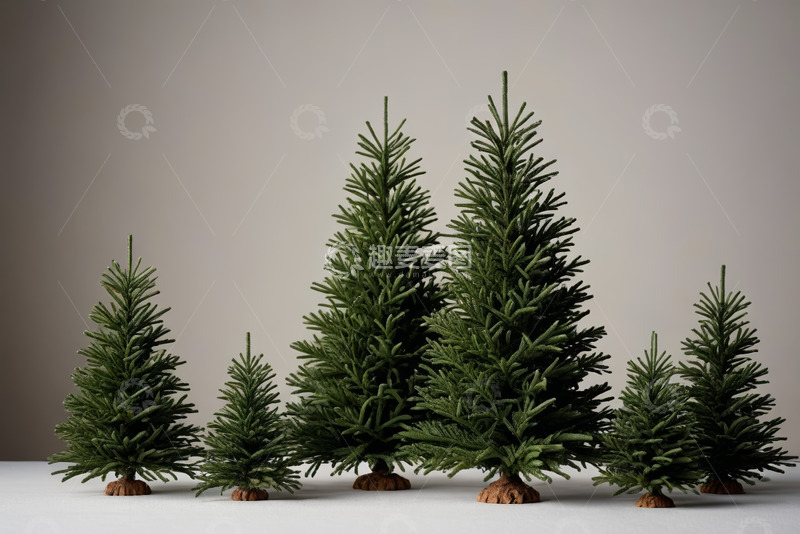 高清大图下载【趣麦麦图】多棵绿色圣诞树素材