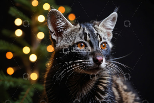 圣诞节背景下的可爱小猫