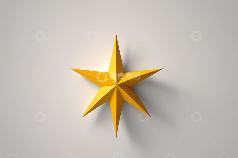 高清大图下载【趣麦麦图】立体黄色八角星装饰图案