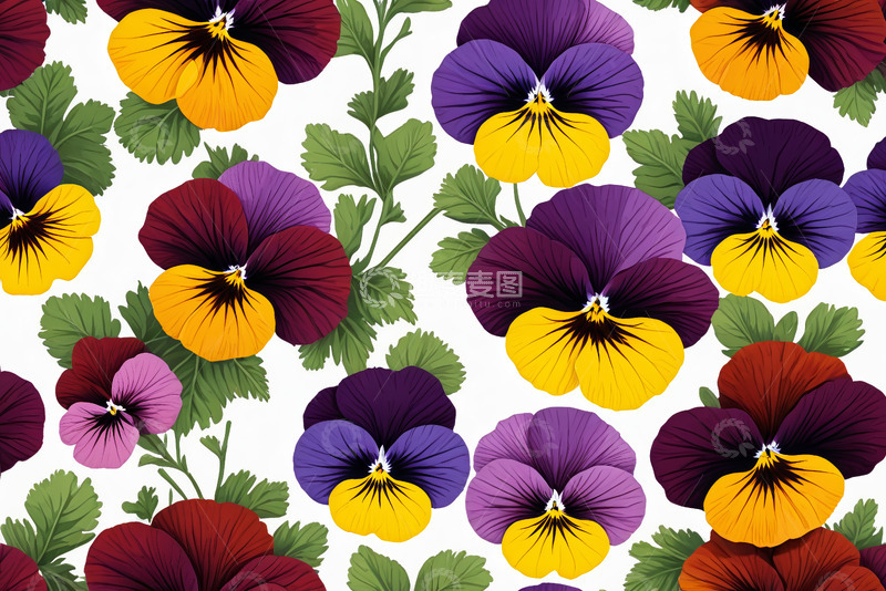 高清大图下载【趣麦麦图】三色堇花卉图案素材