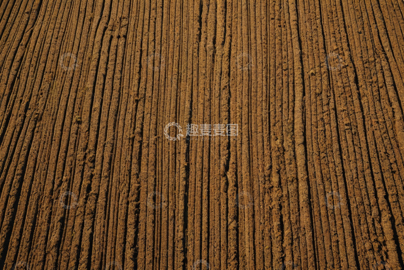 高清大图下载【趣麦麦图】犁耕后整齐的农田土地