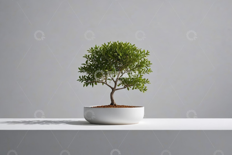 高清大图下载【趣麦麦图】白色盆栽绿植特写