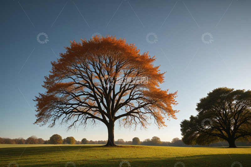 高清大图下载【趣麦麦图】秋日户外单棵大树风景