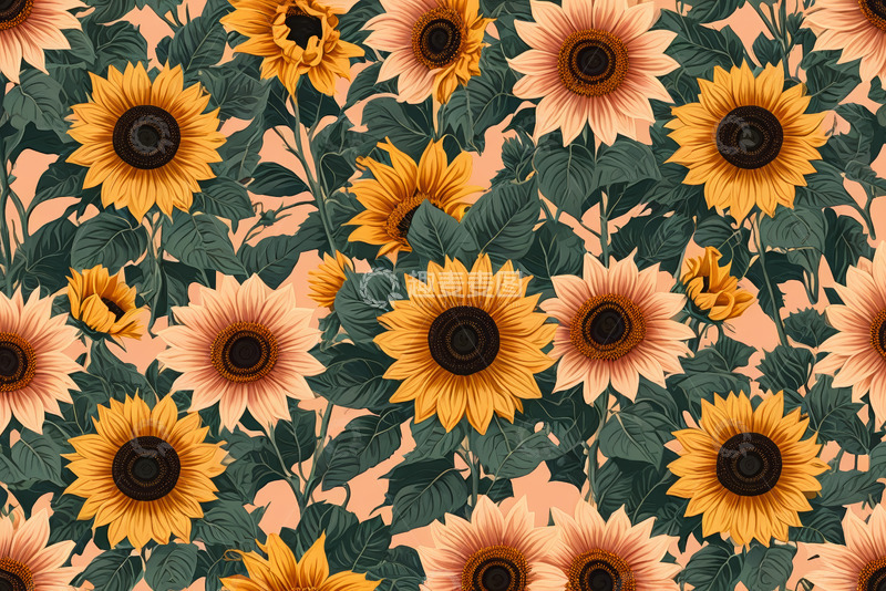 高清大图下载【趣麦麦图】向日葵花卉图案背景