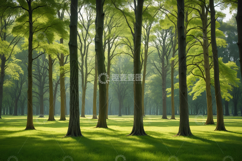 高清大图下载【趣麦麦图】阳光照耀下的茂密森林