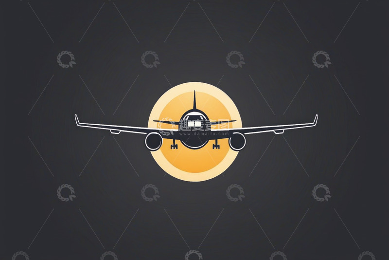 高清大图下载【趣麦麦图】飞机剪影与圆形背景图案