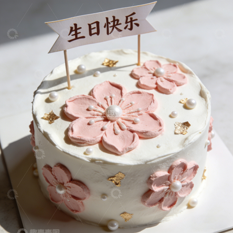 高清大图下载【趣麦麦图】花朵生日蛋糕
