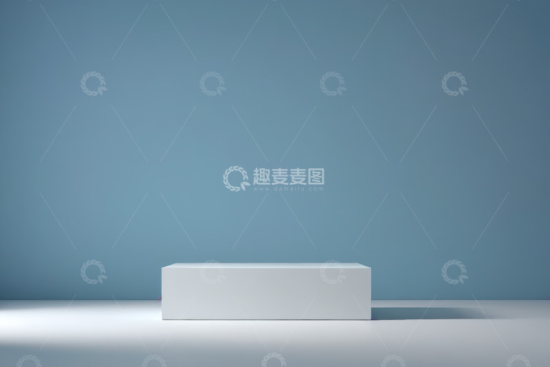 高清大图下载【趣麦麦图】蓝色背景白色展示台场景